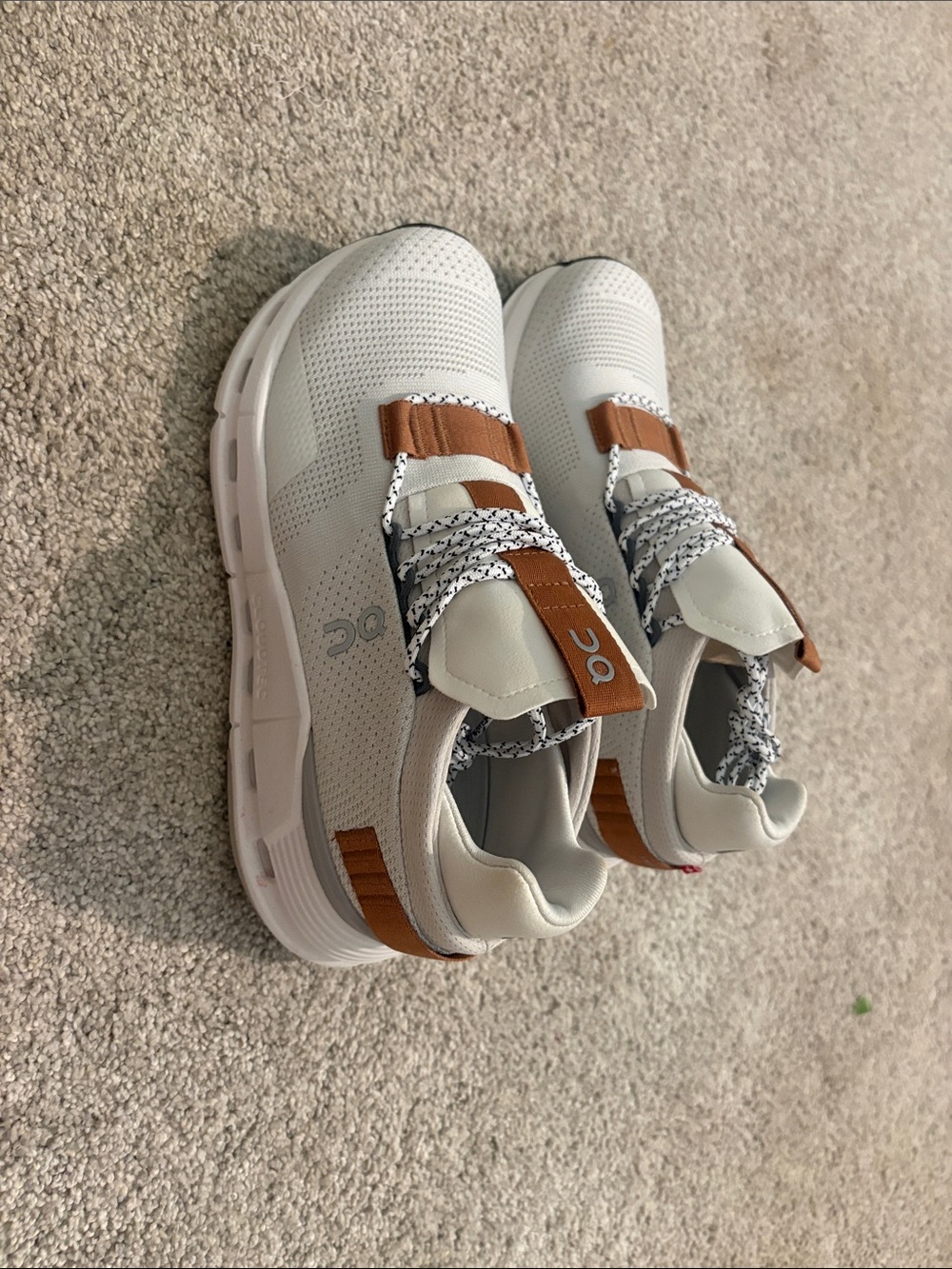On Kids White and Tan Slip-On Performance Sneakers